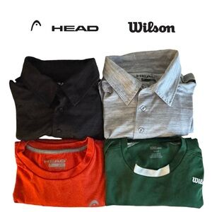 Head and Wilson EUC Lot Men’s Tennis Athletic Shirts Sm Green/Orange/Bla…